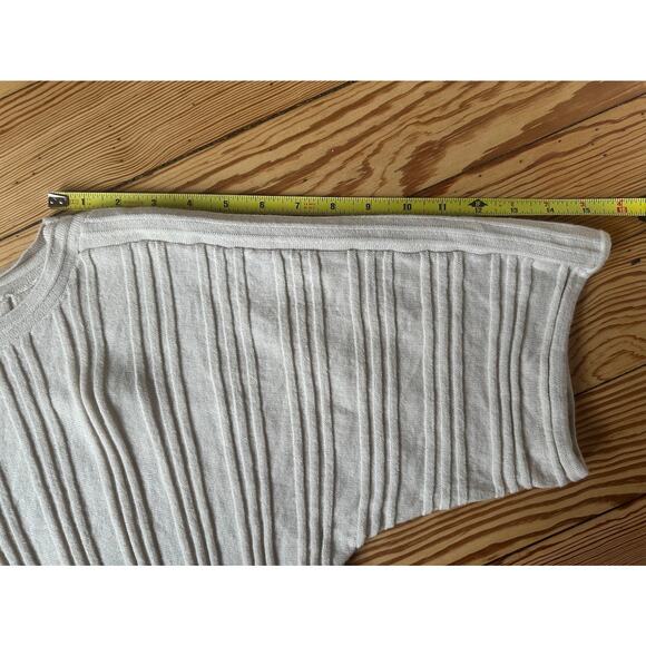 NWOT Club Monaco 100% Wool Cream Ribbed Knit Structured Dolman Sleeve Sweater SP - Picture 8 of 8